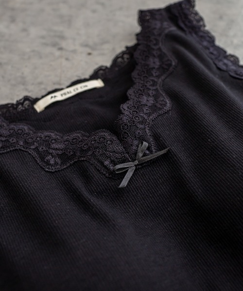 PUAL CE CIN（ピュアルセシン）の「ストレッチレースカップ付きインナー（タンクトップ・レディース・ブラック/オートミール/グレイッシュベージュ・FREE）」の8枚目の写真