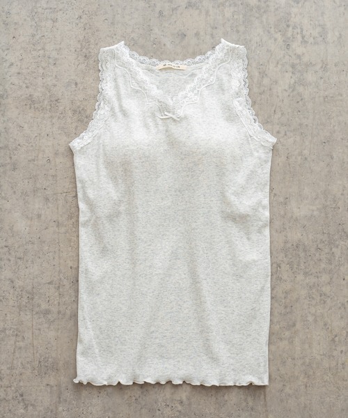 PUAL CE CIN（ピュアルセシン）の「ストレッチレースカップ付きインナー（タンクトップ・レディース・ブラック/オートミール/グレイッシュベージュ・FREE）」の13枚目の写真