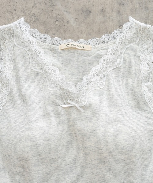 PUAL CE CIN（ピュアルセシン）の「ストレッチレースカップ付きインナー（タンクトップ・レディース・ブラック/オートミール/グレイッシュベージュ・FREE）」の7枚目の写真