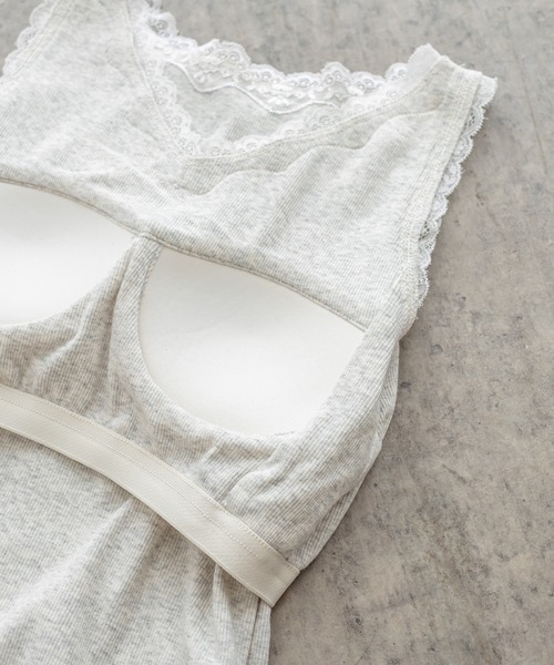 PUAL CE CIN（ピュアルセシン）の「ストレッチレースカップ付きインナー（タンクトップ・レディース・ブラック/オートミール/グレイッシュベージュ・FREE）」の5枚目の写真