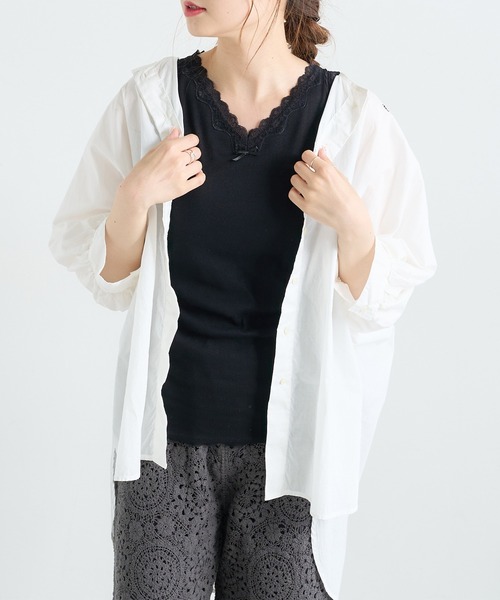 PUAL CE CIN（ピュアルセシン）の「ストレッチレースカップ付きインナー（タンクトップ・レディース・ブラック/オートミール/グレイッシュベージュ・FREE）」の22枚目の写真