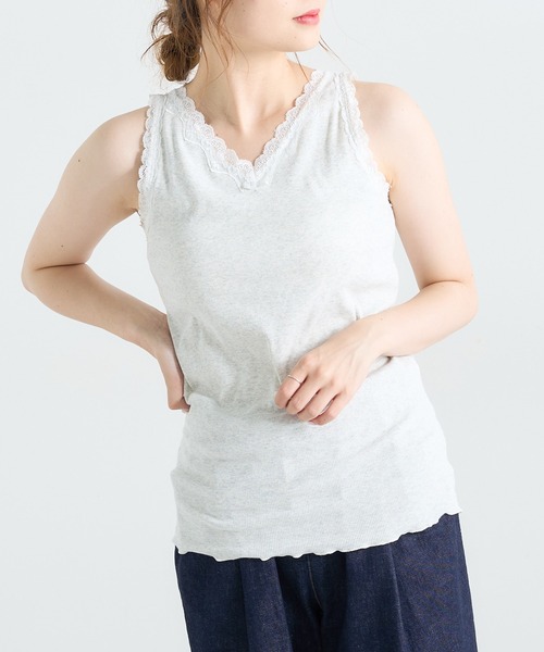 PUAL CE CIN（ピュアルセシン）の「ストレッチレースカップ付きインナー（タンクトップ・レディース・ブラック/オートミール/グレイッシュベージュ・FREE）」の20枚目の写真