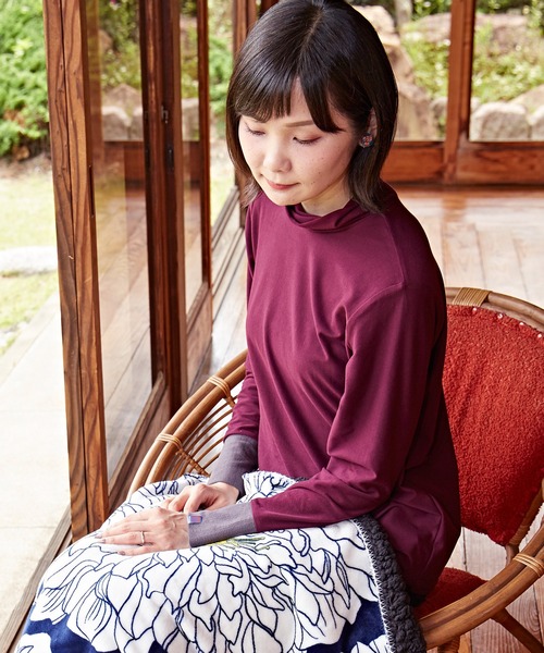 カヤ（カヤ）の「【カヤ】色合わせとっくり ハイネックトップス（Tシャツ/カットソー・レディース・ライトグレー/エンジ/スミクロ/ホワイト系その他・FREE）」の4枚目の写真