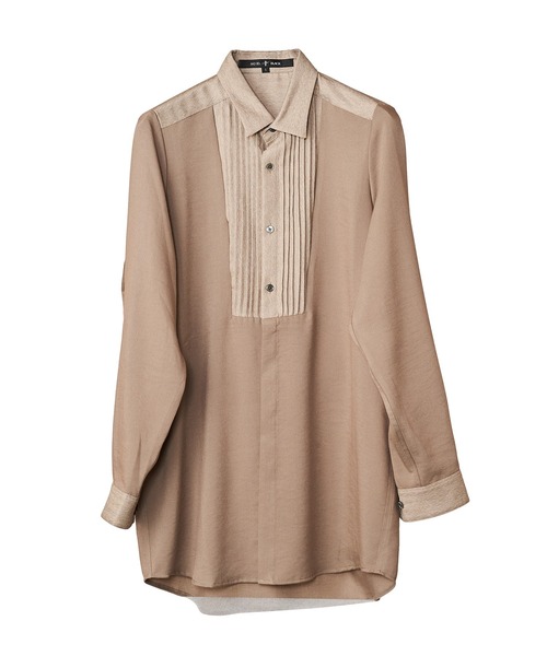 NO ID.(ノーアイディ)の「フロントタック切替ロングSH(シャツ/ブラウス・メンズ・ブラック/ベージュ/グレー・1/2)」の17枚目の写真