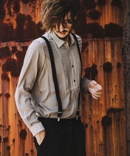 NO ID.(ノーアイディ)の「フロントタック切替ロングSH(シャツ/ブラウス・メンズ・ブラック/ベージュ/グレー・1/2)」の20枚目の写真