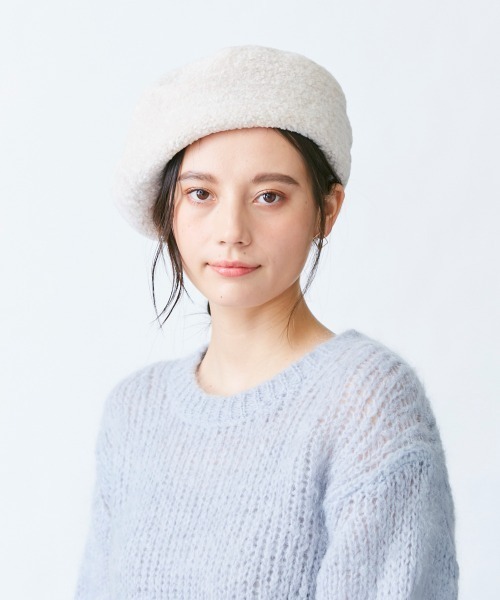 Chapeau d' O（シャポードオー）の「Chapeau d' O Color Boa Beret（ハンチング/ベレー帽・レディース・ホワイト/ライトグリーン/ブラック・M/57.5cm）」の8枚目の写真