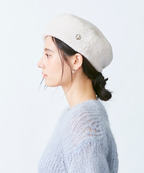 Chapeau d' O（シャポードオー）の「Chapeau d' O Color Boa Beret（ハンチング/ベレー帽・レディース・ホワイト/ライトグリーン/ブラック・M/57.5cm）」の14枚目の写真