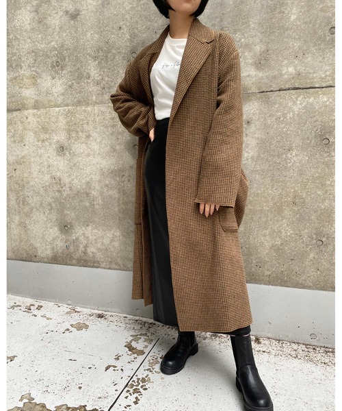 MLI'A（エムリア）の「チェックロングオーバーサイズコート（その他アウター・レディース・ベージュ系4・M）」の10枚目の写真