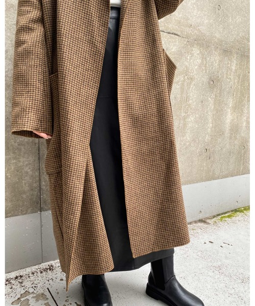 MLI'A（エムリア）の「チェックロングオーバーサイズコート（その他アウター・レディース・ベージュ系4・M）」の6枚目の写真