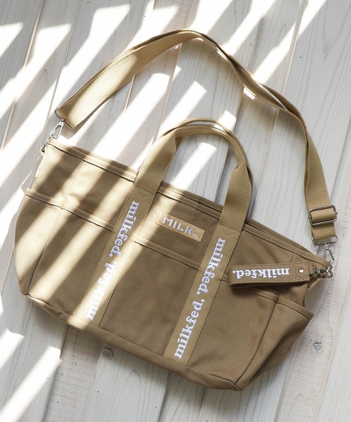 MILKFED.(ミルクフェド)の「TAPE LOGO MINI 2WAYBAG(ショルダーバッグ・レディース・ベージュ/ブラック/ホワイト/ライトピンク・ONE SIZE)」の3枚目の写真