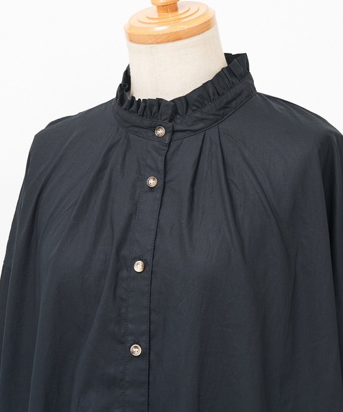 AS KNOW AS de base（アズノゥアズドゥバズ）の「フリフリリラララワンピース（シャツワンピース・レディース・ブラック/オフホワイト/グレイッシュベージュ/カーキ・FREE）」の5枚目の写真