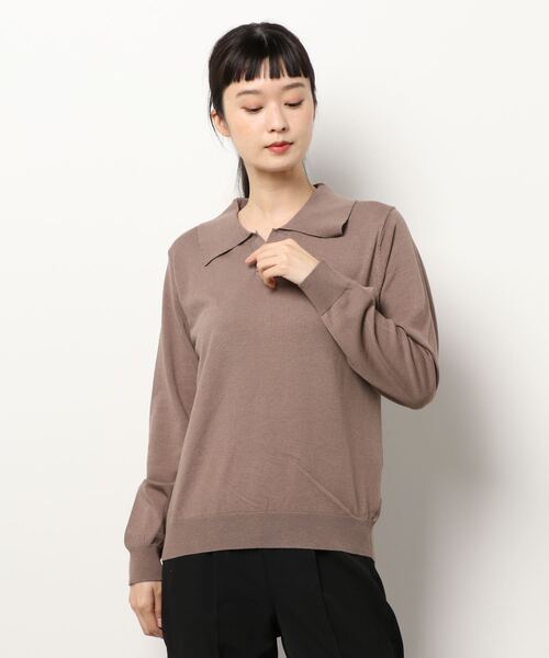 Te chichi TERRASSE(テチチテラス)の「衿付ニット(ニット/セーター・レディース・グレー/ブラック/モカ・フリ-)」の1枚目の写真