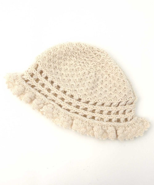 POU DOU DOU（プードゥドゥ）の「シェットランドウールかぎ針使いニット帽（ニットキャップ/ビーニー・レディース・キナリ・8）」の6枚目の写真