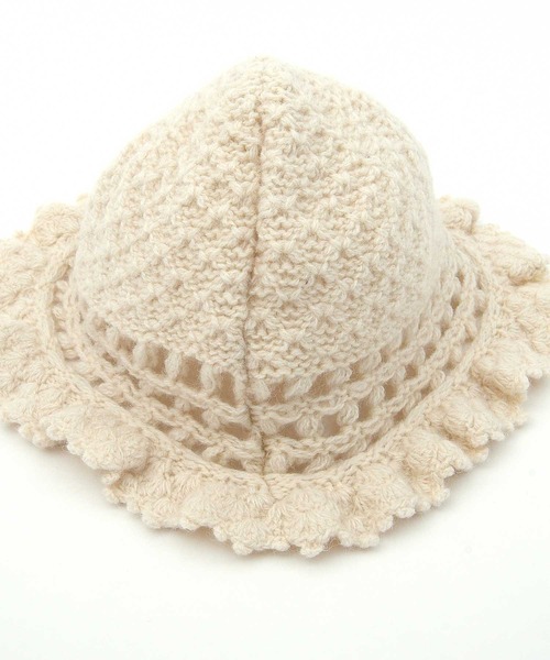 POU DOU DOU（プードゥドゥ）の「シェットランドウールかぎ針使いニット帽（ニットキャップ/ビーニー・レディース・キナリ・8）」の3枚目の写真
