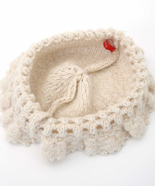POU DOU DOU（プードゥドゥ）の「シェットランドウールかぎ針使いニット帽（ニットキャップ/ビーニー・レディース・キナリ・8）」の8枚目の写真