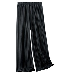 のびのび起毛素材プリーツワイドパンツ