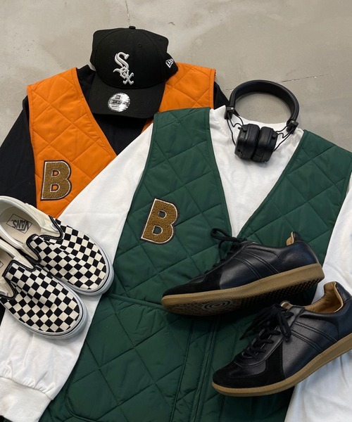 kutir（クティール）の「中綿キルティングワッペンベスト（ベスト・メンズ・ブラック/オレンジ/グリーン・MEDIUM/LARGE）」の3枚目の写真