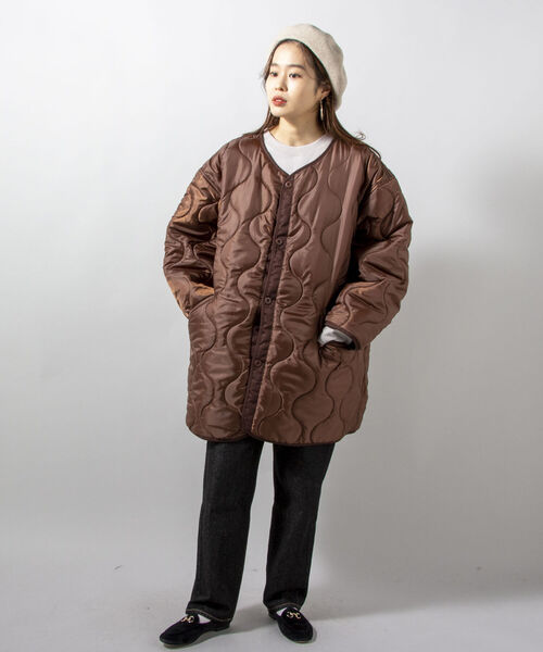 GLOSTER(グロスター)の「【GLOSTER/グロスター】M65 ライナーキルティング 中綿キルティングジャケット(ミリタリージャケット・メンズ・オリーブ/ダークブラウン/ブラック・MEDIUM)」の5枚目の写真