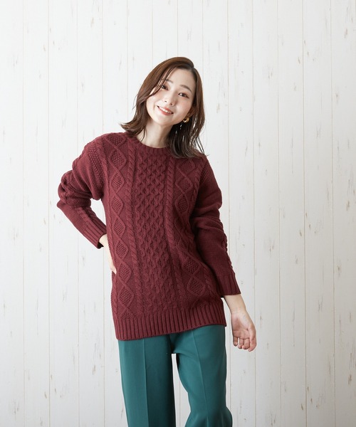VIBGYOR(ヴィブジョー)の「VIBGYOR Select/5GGケーブルC/N(BL)(ニット/セーター・レディース・レッド/アイボリー/グレー系その他/ネイビー/グレー・38/40)」の17枚目の写真
