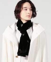 CABaN キャバン ソフトべロア エンブロイダリーストール マフラー 刺繍 CABaN キャバン ソフトべロア エンブロイダリーストール マフラー 刺繍