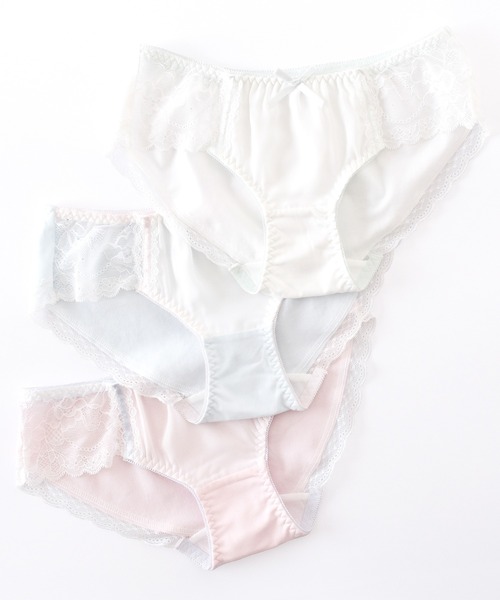 セール】【3色組】セットでお得♪ショーツ 3色3枚セット 綿混 シフォン