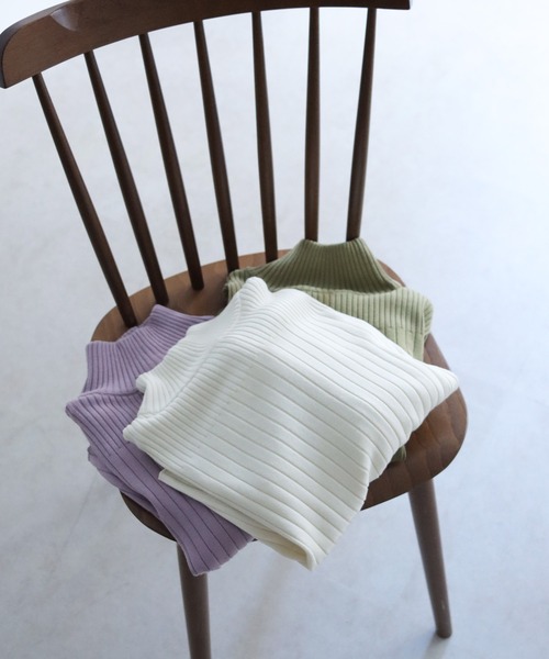 CLEIO(クレイオ)の「【CLEIO】前後2WAY開襟リブニット(ニット/セーター・レディース・カーキ/アイボリー/ラベンダー・FREE)」の12枚目の写真