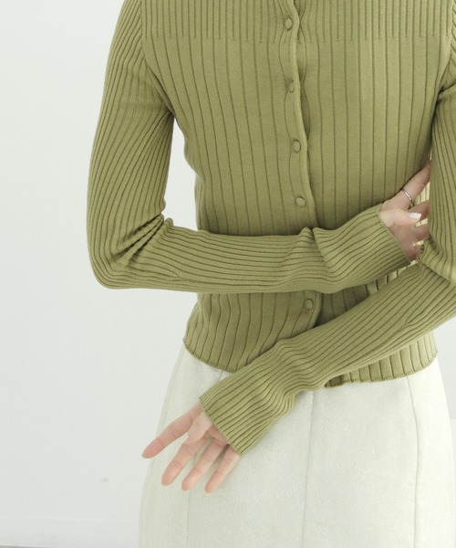 CLEIO(クレイオ)の「【CLEIO】前後2WAY開襟リブニット(ニット/セーター・レディース・カーキ/アイボリー/ラベンダー・FREE)」の22枚目の写真