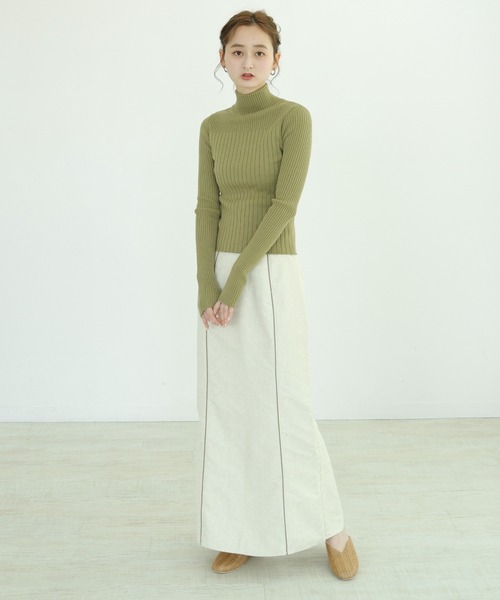 CLEIO(クレイオ)の「【CLEIO】前後2WAY開襟リブニット(ニット/セーター・レディース・カーキ/アイボリー/ラベンダー・FREE)」の21枚目の写真