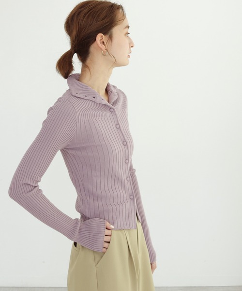 CLEIO(クレイオ)の「【CLEIO】前後2WAY開襟リブニット(ニット/セーター・レディース・カーキ/アイボリー/ラベンダー・FREE)」の16枚目の写真