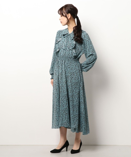 SpRay(スプレイ)の「花柄ボウタイフリルワンピース(ワンピース・レディース・ホワイト/ブラック/グリーン/キャメル・FREE)」の8枚目の写真