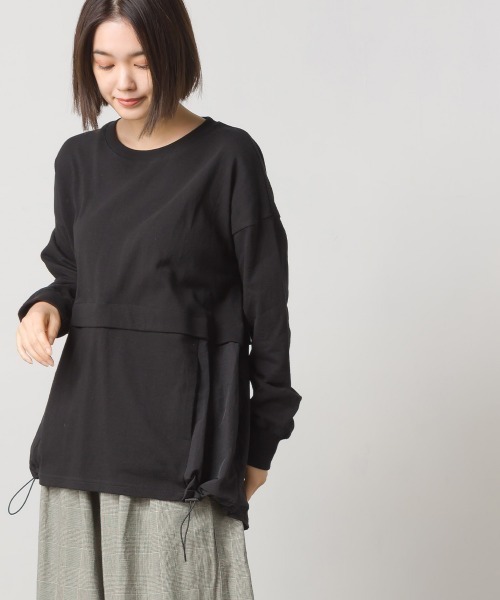 OMNES(オムネス)の「10番単裾ナイロン切り替えロングスリーブTシャツ(Tシャツ/カットソー・レディース・ホワイト/ブラック/パープル/ネイビー・FREE)」の11枚目の写真