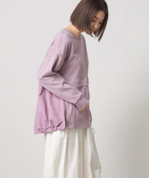 OMNES(オムネス)の「10番単裾ナイロン切り替えロングスリーブTシャツ(Tシャツ/カットソー・レディース・ホワイト/ブラック/パープル/ネイビー・FREE)」の15枚目の写真