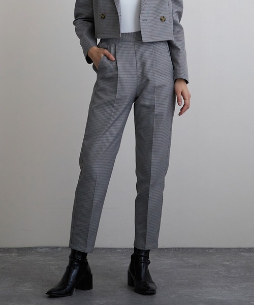 Mayree（メイリー）の「【Mayree】クラシックチェック テーパードスラックス（スラックス・レディース・グレー/グリーン・FREE）」の2枚目の写真