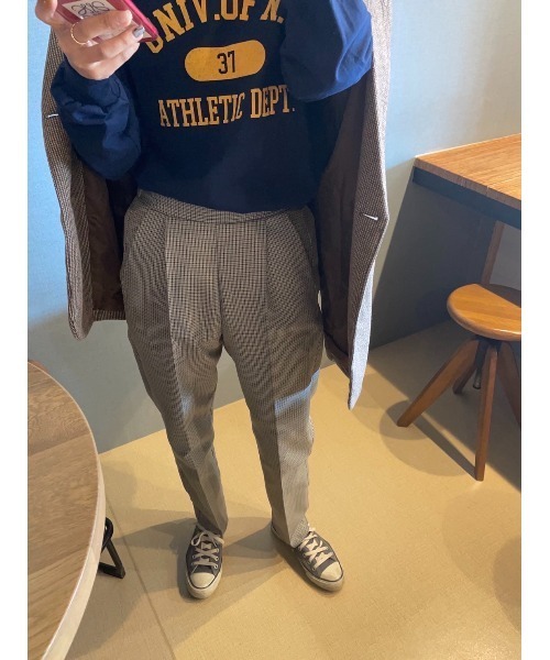 Mayree（メイリー）の「【Mayree】クラシックチェック テーパードスラックス（スラックス・レディース・グレー/グリーン・FREE）」の4枚目の写真