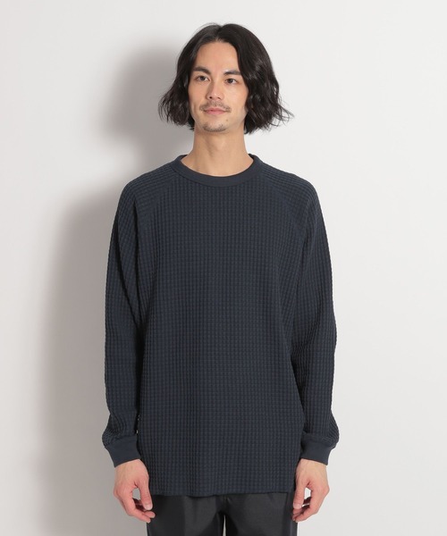 niko and...（ニコアンド）の「BIGワッフルラグランプルオーバー（Tシャツ/カットソー・メンズ・ネイビー/ライトグリーン/ホワイト・LARGE/MEDIUM）」の7枚目の写真