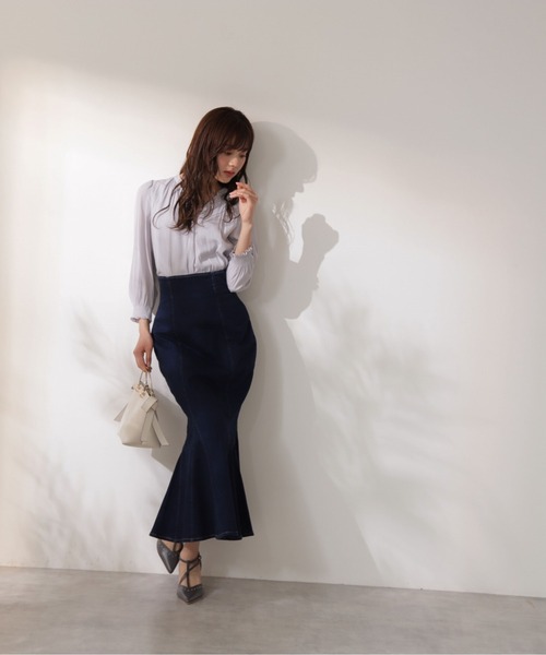 PROPORTION BODY DRESSING（プロポーションボディドレッシング）の「スキッパーブラウス / 1212110900（シャツ/ブラウス・レディース・ホワイト系その他/ブルー/グレー・SMALL/MEDIUM）」の5枚目の写真