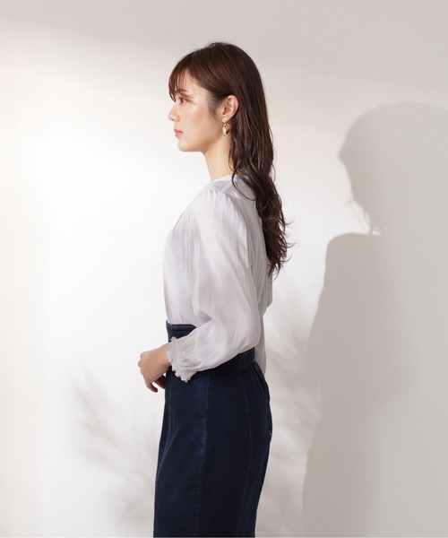 PROPORTION BODY DRESSING（プロポーションボディドレッシング）の「スキッパーブラウス / 1212110900（シャツ/ブラウス・レディース・ホワイト系その他/ブルー/グレー・SMALL/MEDIUM）」の4枚目の写真