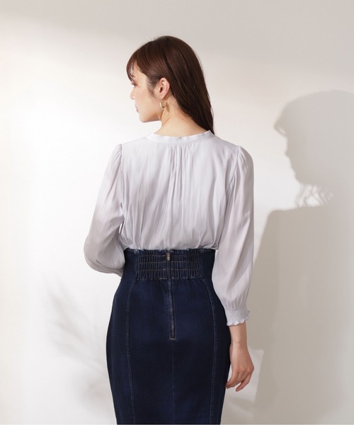 PROPORTION BODY DRESSING（プロポーションボディドレッシング）の「スキッパーブラウス / 1212110900（シャツ/ブラウス・レディース・ホワイト系その他/ブルー/グレー・SMALL/MEDIUM）」の7枚目の写真