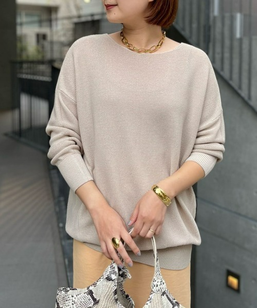 RIVE DROITE(リヴドロワ)の「ガーターコクーンチュニックニット(ニット/セーター・レディース・オフホワイト/ベージュ/ライム/ブルー・FREE)」の1枚目の写真