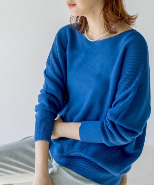 RIVE DROITE(リヴドロワ)の「ガーターコクーンチュニックニット(ニット/セーター・レディース・オフホワイト/ベージュ/ライム/ブルー・FREE)」の4枚目の写真