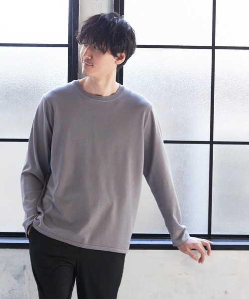 GLOBAL WORK（グローバルワーク）の「スマートリッチニットプルオーバー/263111（ニット/セーター・メンズ・ライトグレー/ネイビー/グレー・SMALL/MEDIUM/LARGE）」の2枚目の写真