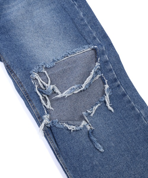 Figments（フィグメンツ）の「ダメージワイドデニムパンツ（デニムパンツ・レディース・インディゴブルー/ライトブルー・SMALL/MEDIUM）」の7枚目の写真