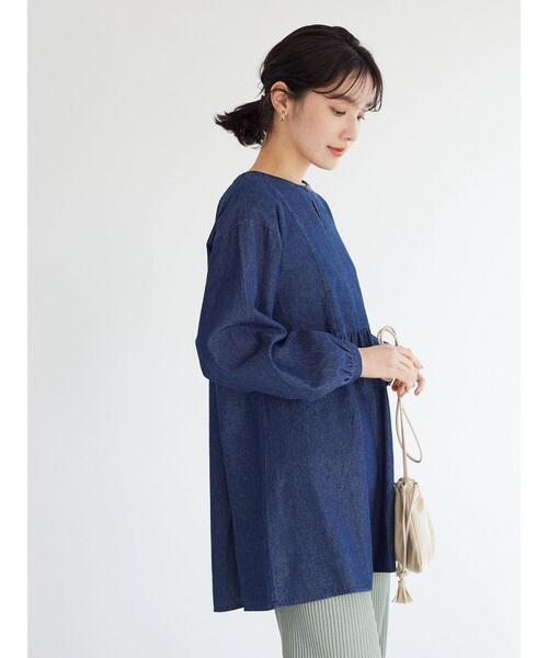 Green　Parks（グリーンパークス）の「デニムヨーク切替チュニック（Tシャツ/カットソー・レディース・インディゴブルー/ライトインディゴブルー・FREE）」の22枚目の写真