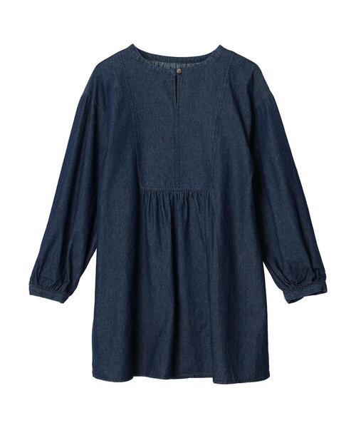 Green　Parks（グリーンパークス）の「デニムヨーク切替チュニック（Tシャツ/カットソー・レディース・インディゴブルー/ライトインディゴブルー・FREE）」の4枚目の写真