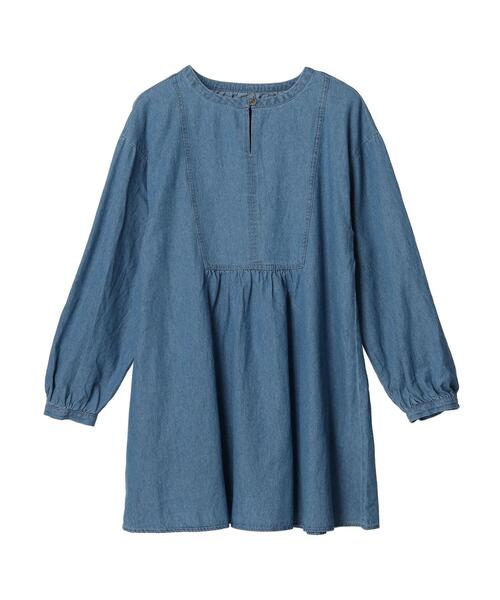 Green　Parks（グリーンパークス）の「デニムヨーク切替チュニック（Tシャツ/カットソー・レディース・インディゴブルー/ライトインディゴブルー・FREE）」の3枚目の写真