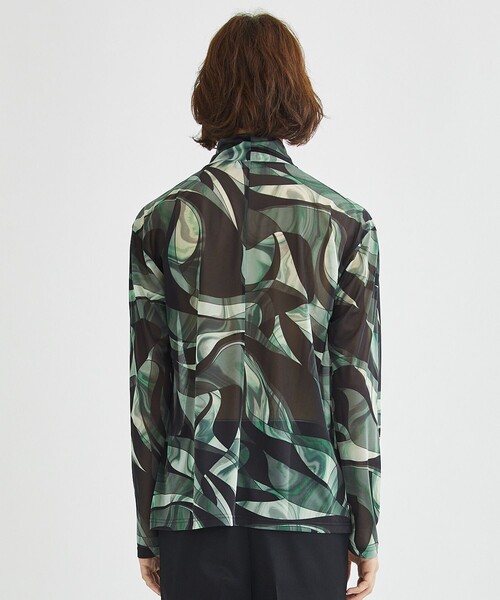 LiNoH(リノー)の「ART PRINT TURTLENECK TEE(Tシャツ/カットソー・メンズ・グリーン/ブルー・1/2)」の9枚目の写真