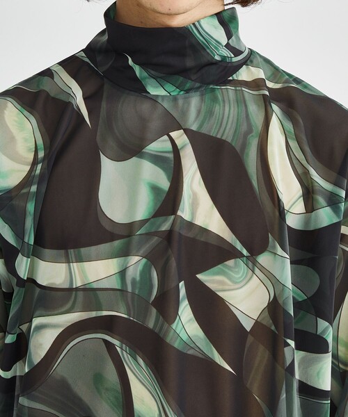 LiNoH(リノー)の「ART PRINT TURTLENECK TEE(Tシャツ/カットソー・メンズ・グリーン/ブルー・1/2)」の10枚目の写真