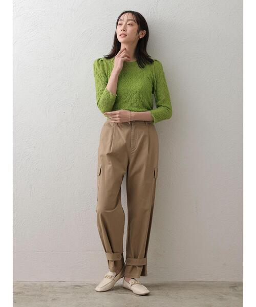 Green Parks(グリーンパークス)の「SET2点 レースプルオーバー(Tシャツ/カットソー・レディース・ホワイト/グリーン・FREE)」の3枚目の写真