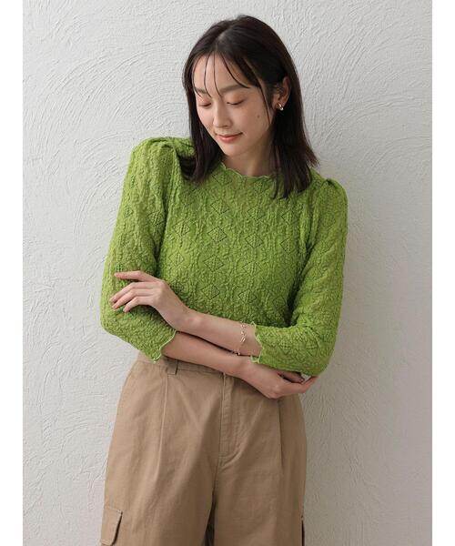 Green Parks(グリーンパークス)の「SET2点 レースプルオーバー(Tシャツ/カットソー・レディース・ホワイト/グリーン・FREE)」の6枚目の写真