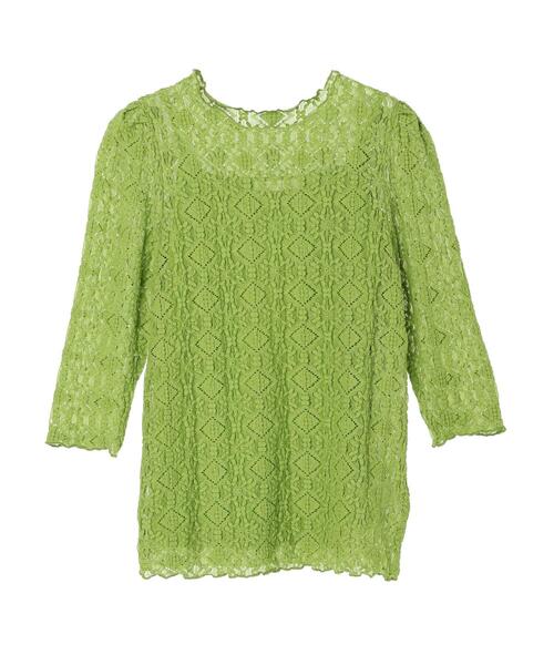 Green Parks(グリーンパークス)の「SET2点 レースプルオーバー(Tシャツ/カットソー・レディース・ホワイト/グリーン・FREE)」の14枚目の写真